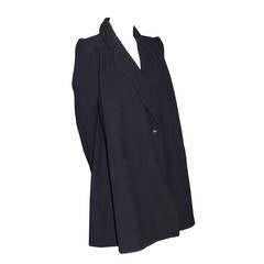 Valentino Boutique Vintage Swing Coat Midnight Blue Wool