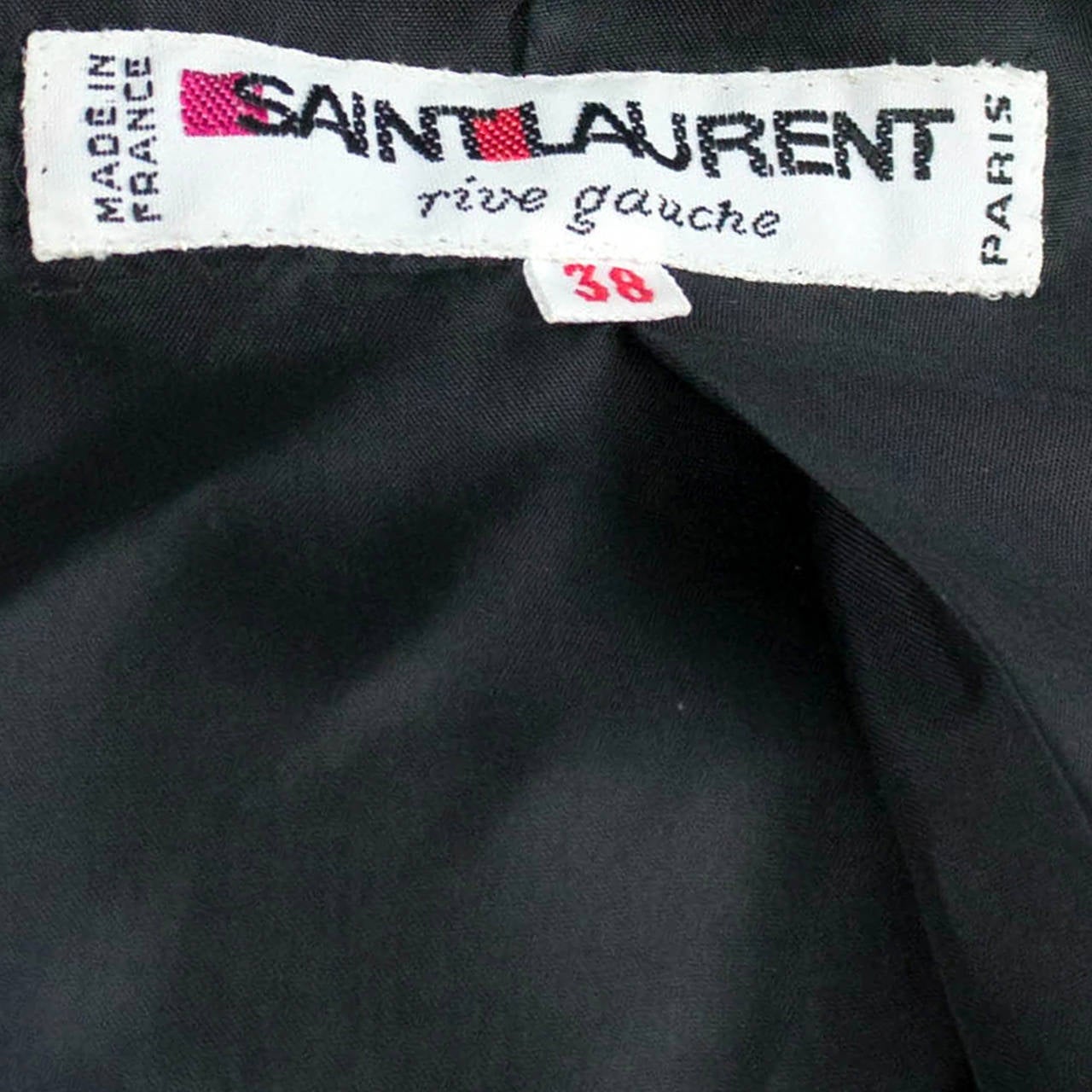 Women's YSL 1970s Yves Saint Laurent Rive Gauche Black Vintage Coat Smoking Tuxedo Style