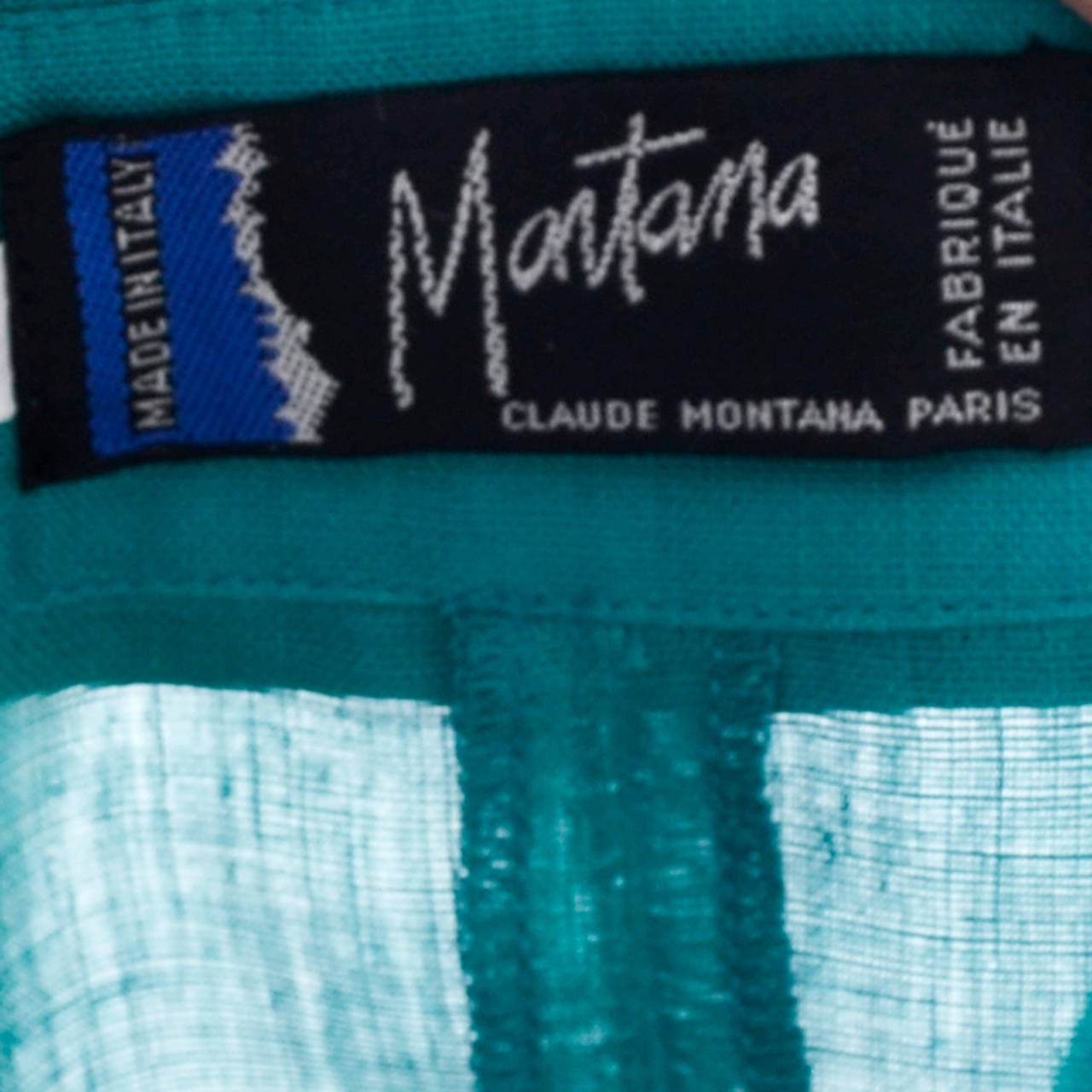 1980s Claude Montana Paris Vintage Blouse Linen Top Shirt Batwing Sleeves Italy 2