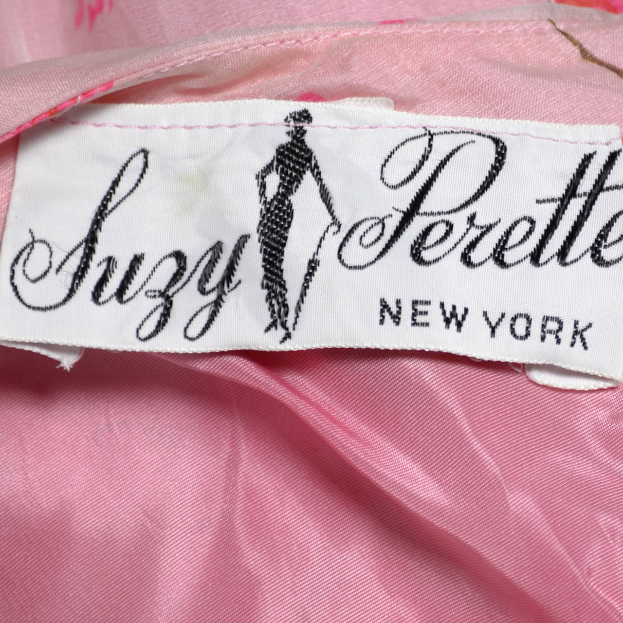 Women's 1950s Suzy Perette Vintage Dress Bubble Hem Pink Floral Organza Bow Party Frock