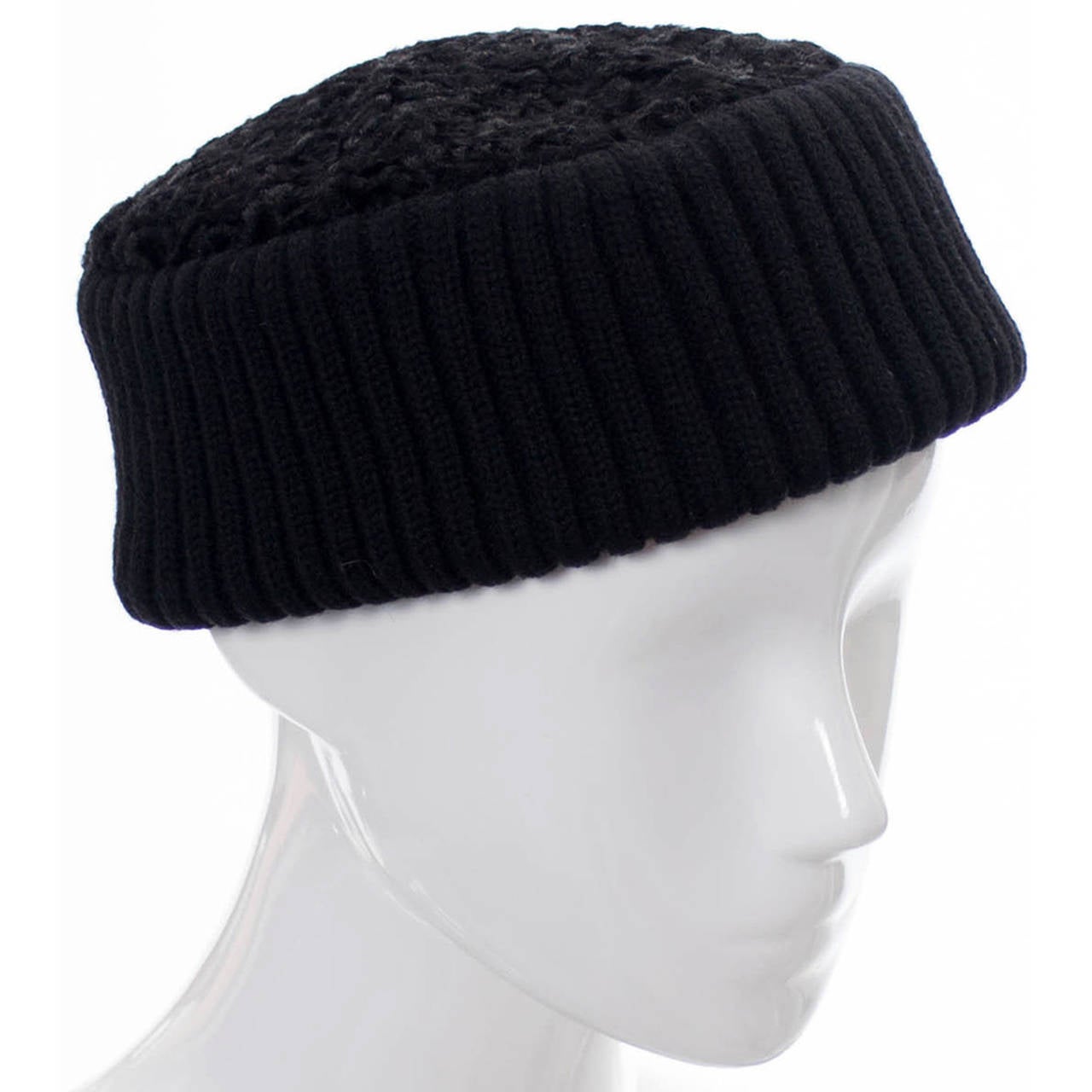 Yves Saint Laurent mint condition vintage curly lambswool hat with the 70's YSL 
