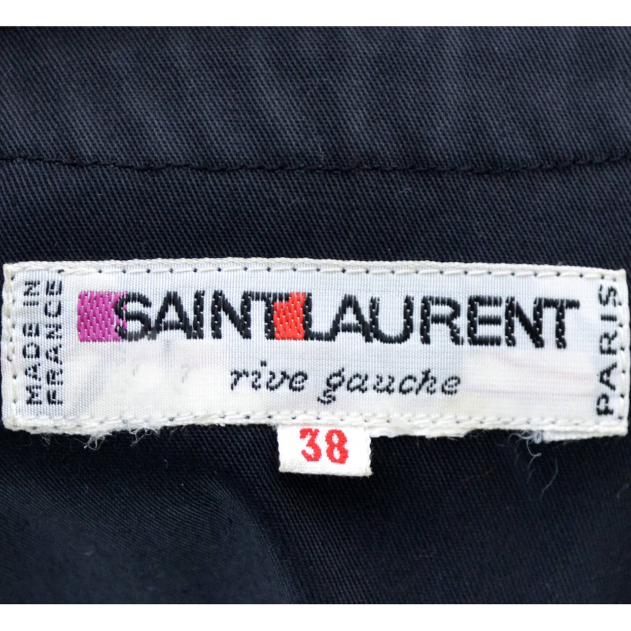 Vintage Yves Saint Laurent Rive Gauche 1970s Black Red Jacket YSL In Excellent Condition In Portland, OR