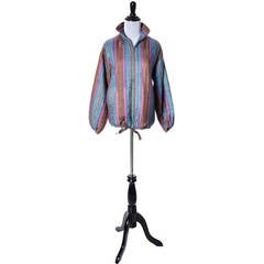 Yves Saint Laurent Rive Gauche Jacket Silk Striped Zip Front Vintage YSL France