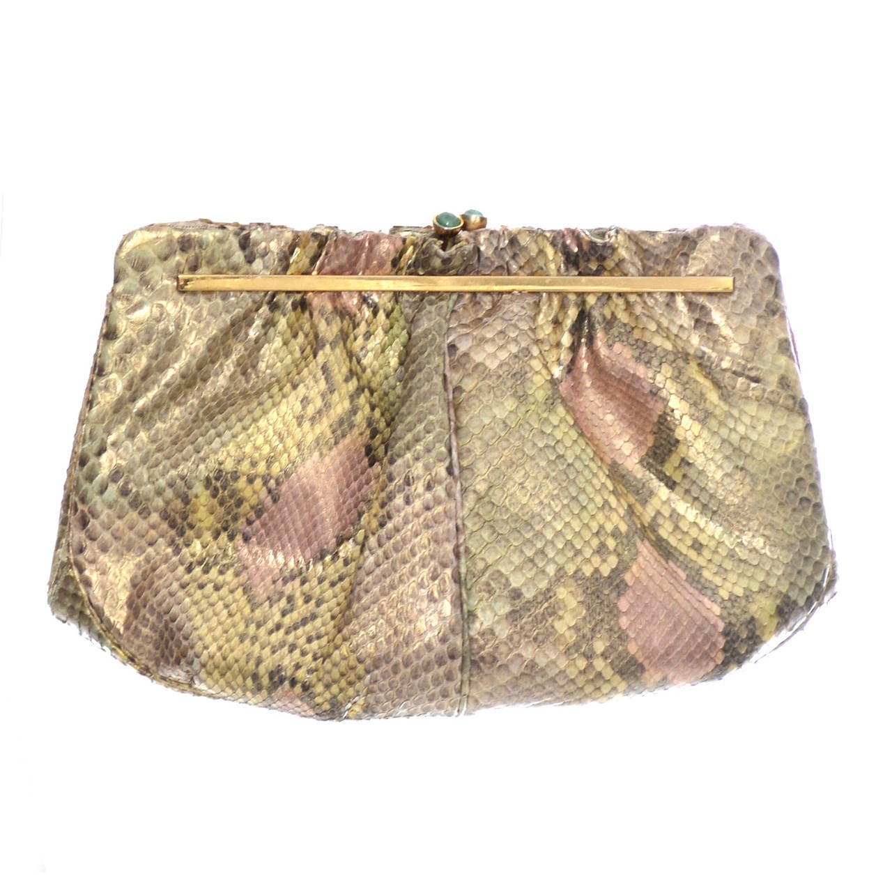 Judith Leiber Vintage Python Snakeskin Handbag Jeweled Clasp Coin Purse ...