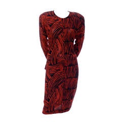 Vintage Missoni Dress I Magnin Abstract Red Black Print Peplum Italy 5