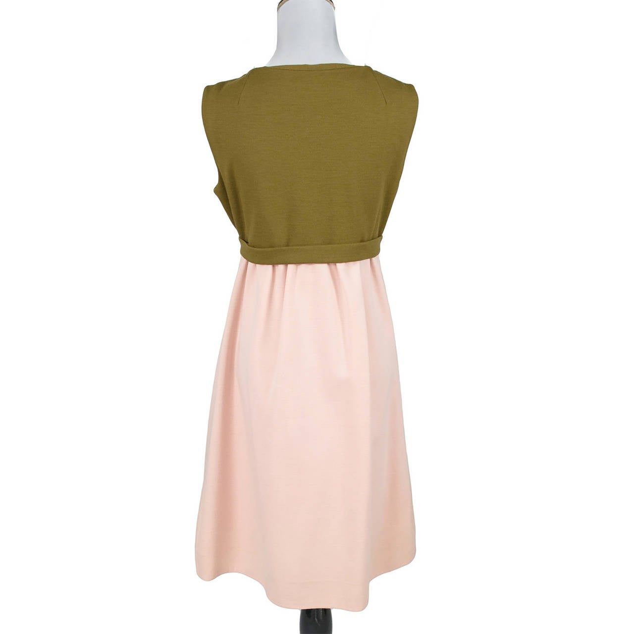 White Rare 1960s Jacques Tiffeau Vintage Dress Pink Green Wool 60s