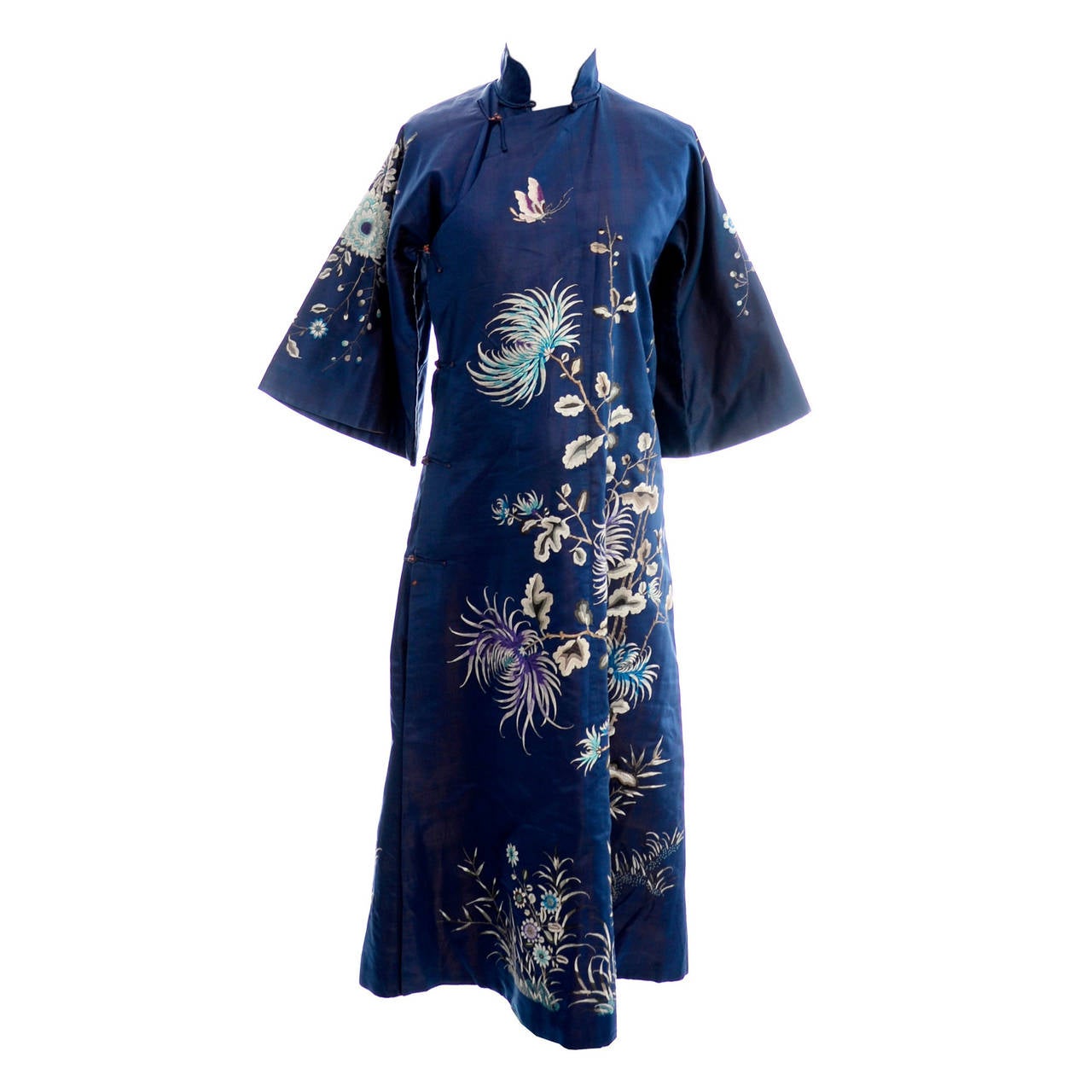 Late 1910s Silk Fine Embroidered Early Chinese Vintage Cheongsam Dress ...