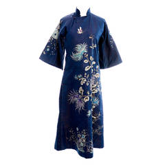 Late 1910s Silk Fine Embroidered Early Chinese Antique Cheongsam Dress China