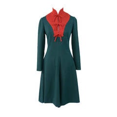 Geoffrey Beene Boutique Vintage Dress Red Green Early 1970s 10