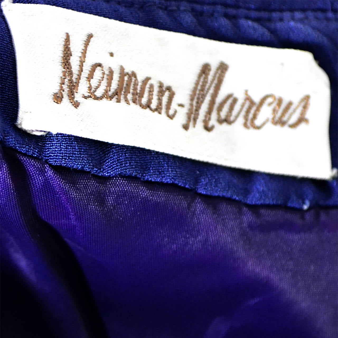 Scaasi Neiman Marcus Vintage Dress Royal Blue Silk 1980s 1