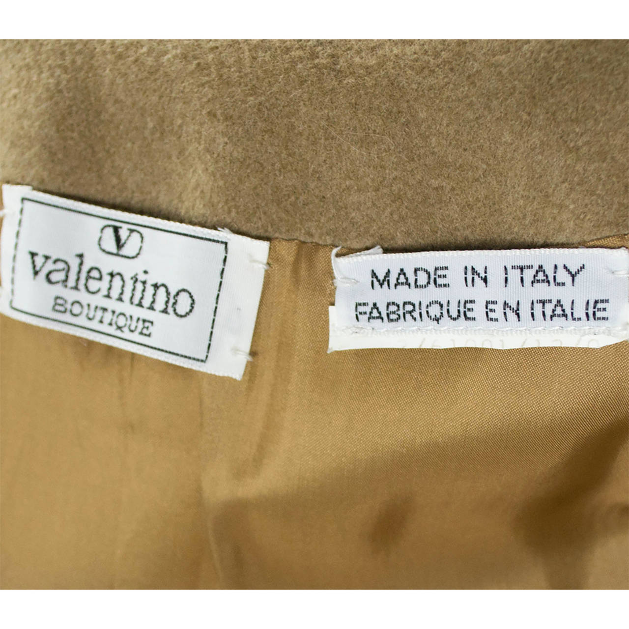 Valentino Vintage Coat 1970s Trench Camel Wool Velvet Italy In Excellent Condition In Portland, OR