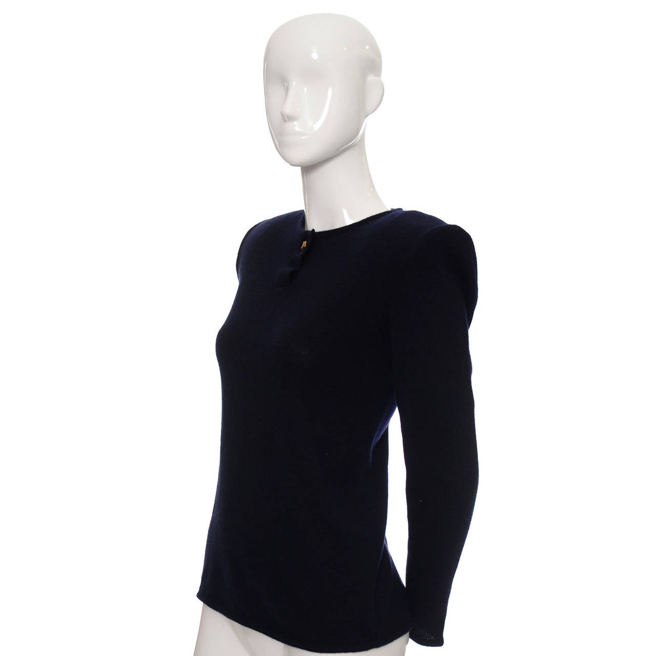 Black Vintage Valentino Cashmere Sweater Navy Blue Size Medium As New