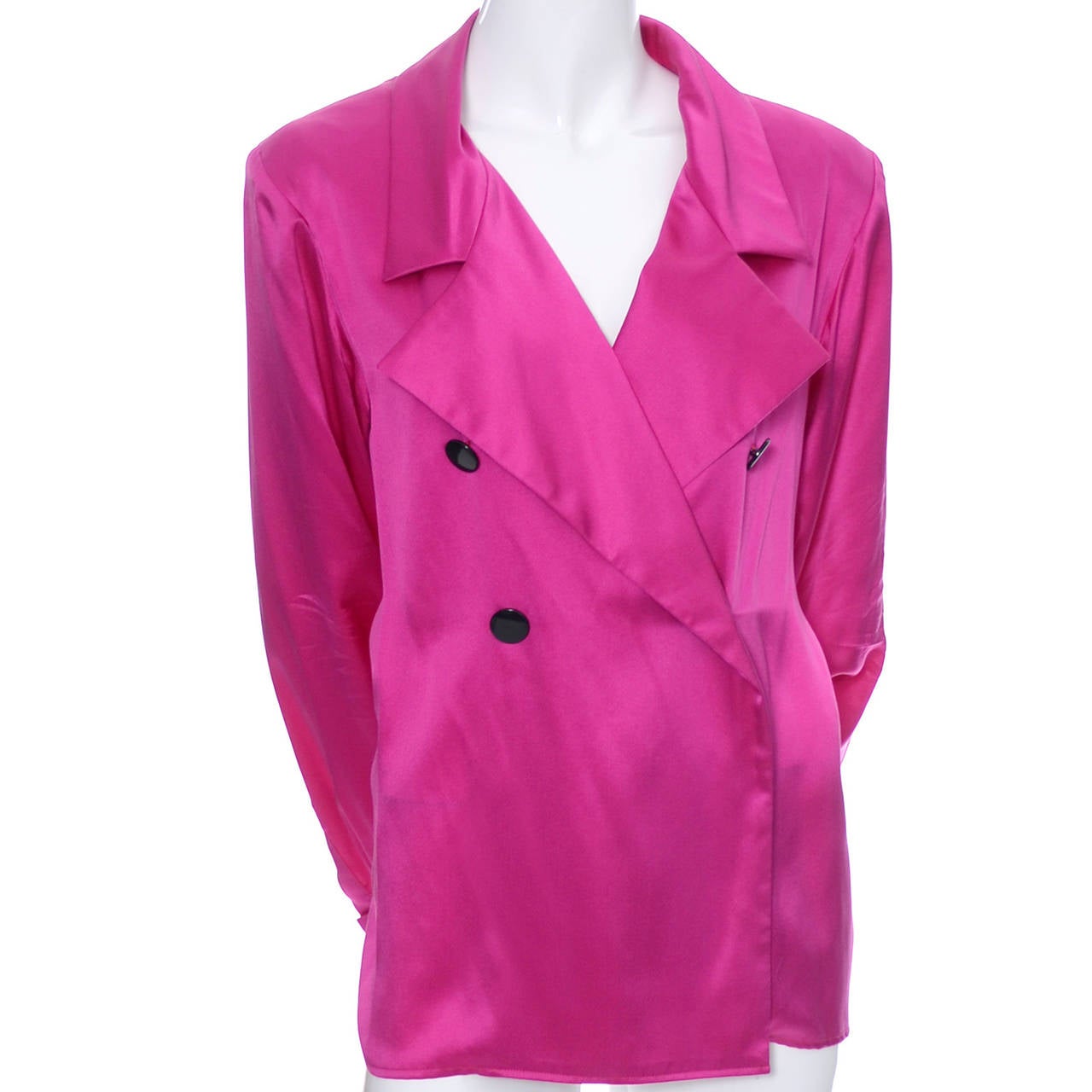 Women's Yves Saint Laurent Pink Silk Vintage Blouse YSL Rive Gauche Top