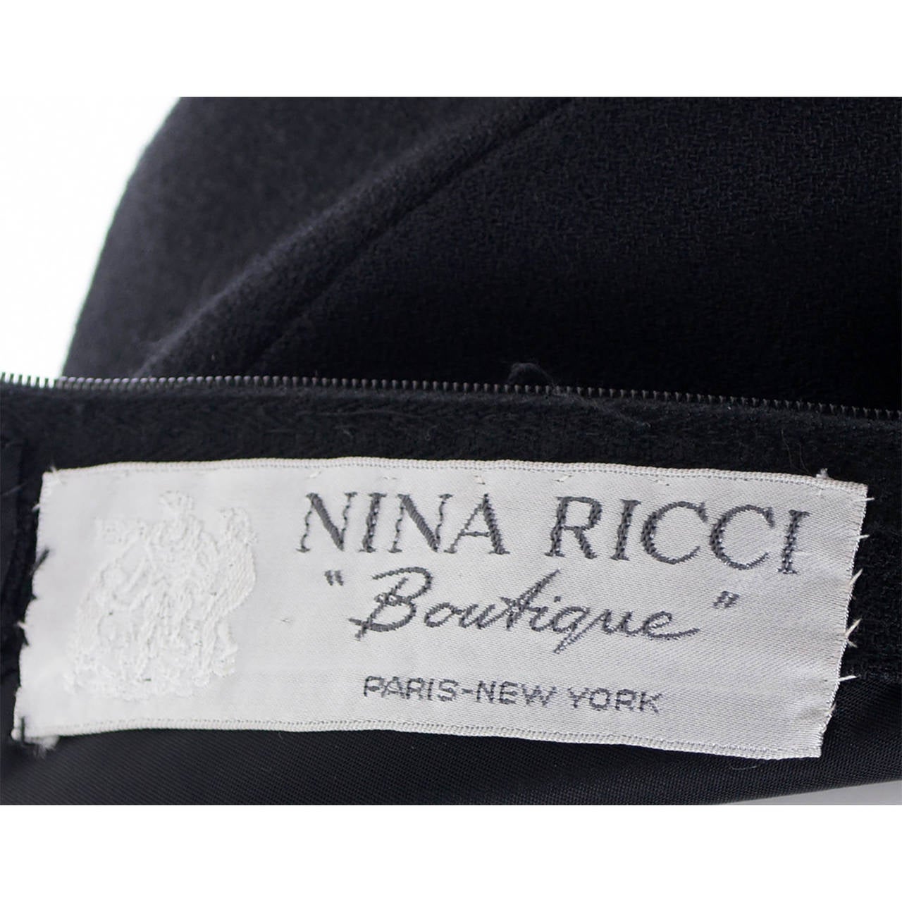 Nina Ricci Boutique Black Wool Crepe 1970s Vintage Maxi Dress With Rhinestones In Good Condition In Portland, OR
