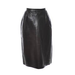 1970s Vintage YSL Yves Saint Laurent Chocolate Brown Leather Skirt For ...