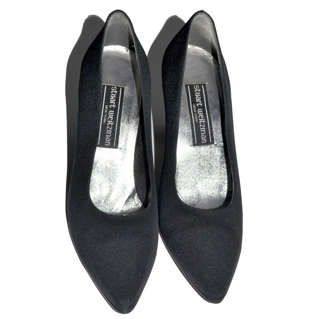 Stuart Weitzman Vintage Evening Black Shoes With Jeweled Heels Spain 7B In Excellent Condition In Portland, OR
