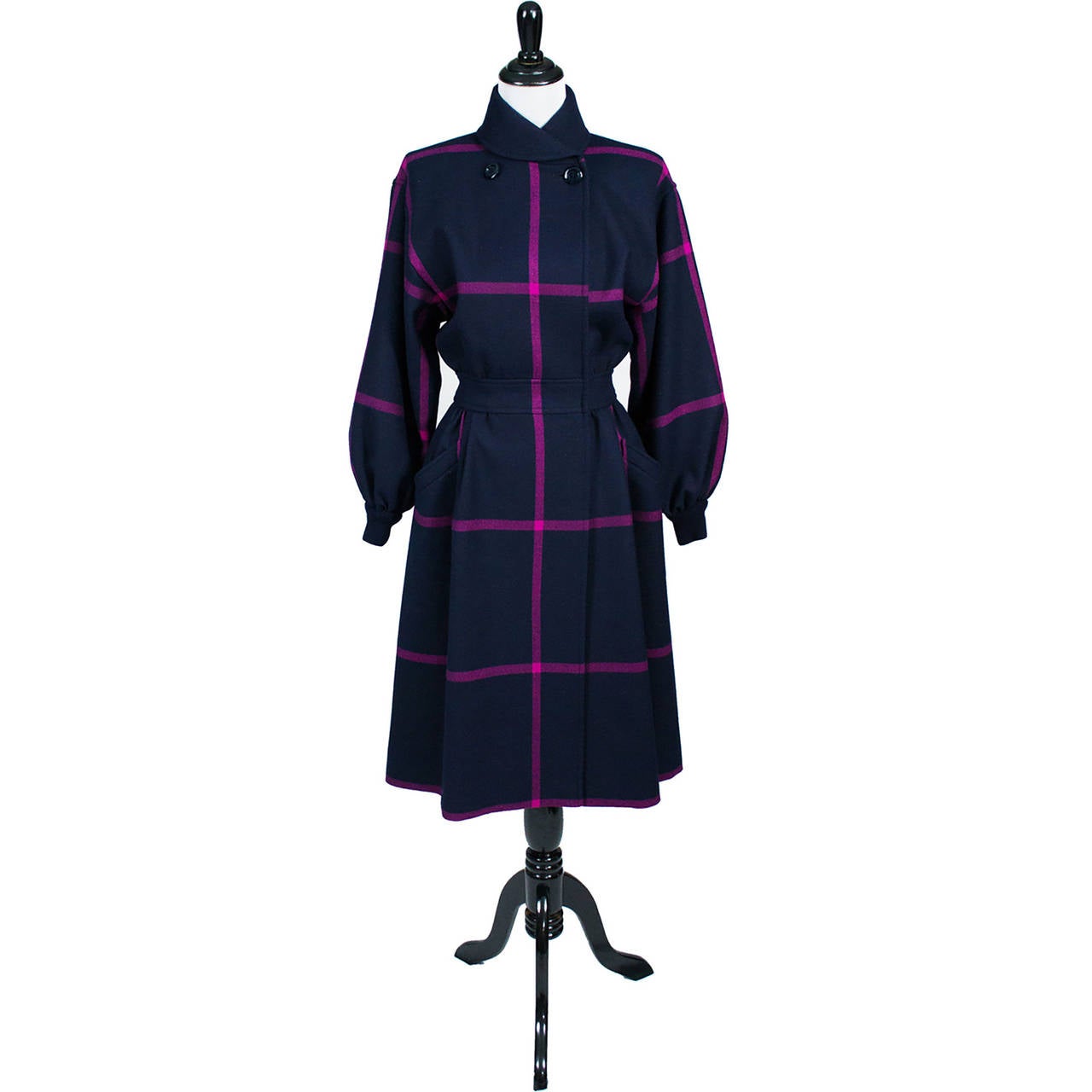 This beautiful plaid wool Valentino Boutique Vintage Coat or Coat Dress is in mint condition! This piece comes from the estate of a woman who bought almost exclusively Valentino and Yves Saint Laurent from the 1960's through the early 1980s. The