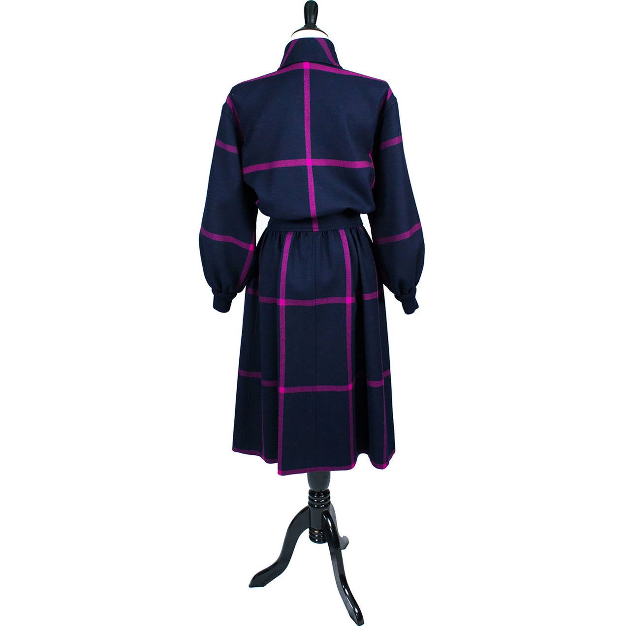 Vintage Valentino Boutique Coat or Coat Dress Plaid Wool In Excellent Condition In Portland, OR