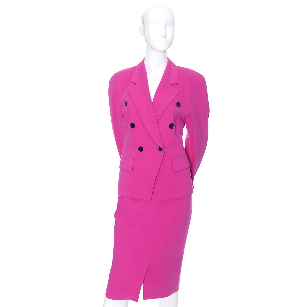 Women's Escada Margaretha Ley Vintage Suit Pink Wool Skirt Blazer Bergdorf Goodman
