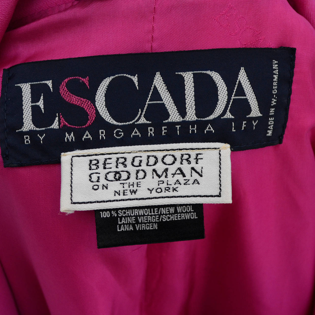 Escada Margaretha Ley Vintage Suit Pink Wool Skirt Blazer Bergdorf Goodman 3