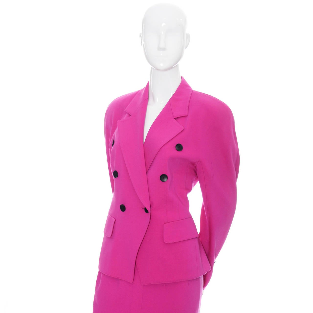 Escada Margaretha Ley Vintage Suit Pink Wool Skirt Blazer Bergdorf Goodman 1
