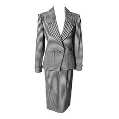 YSL Vintage Suit Houndstooth Wool Skirt Blazer Yves Saint Laurent Rive Gauche 3