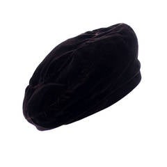 YSL Vintage Beret Hat Yves Saint Laurent Rive Gauche Chocolate Brown Velvet 7