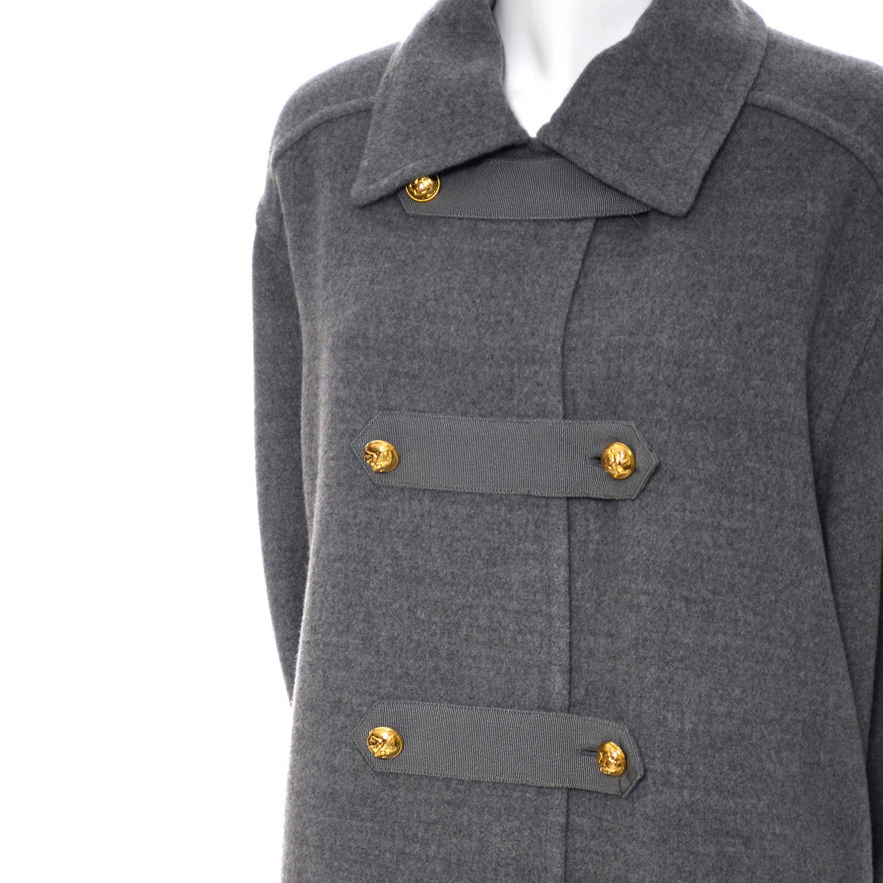 Salvatore Ferragamo Italy Vintage Coat Gray Wool Pea Coat 3