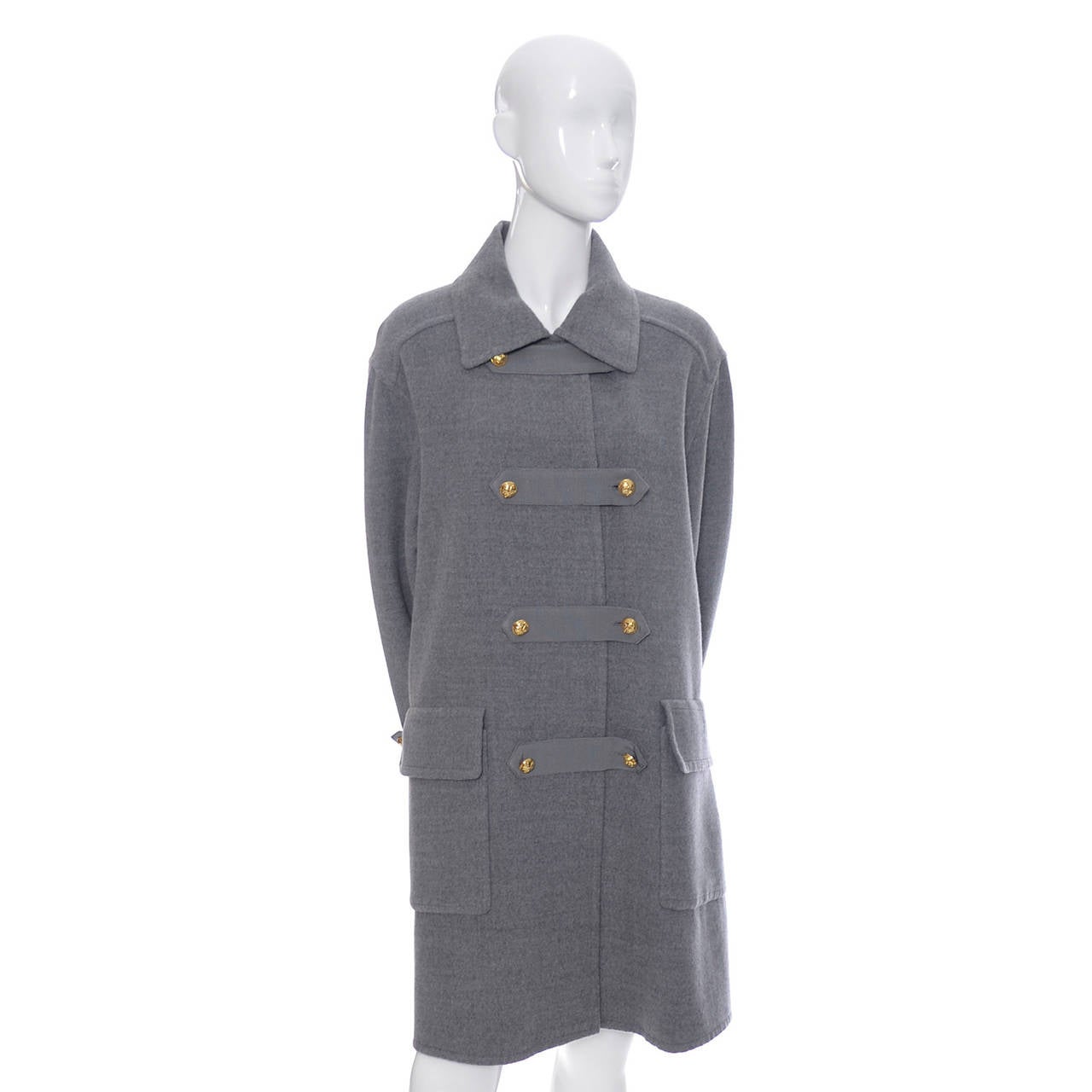 Salvatore Ferragamo Italy Vintage Coat Gray Wool Pea Coat 1