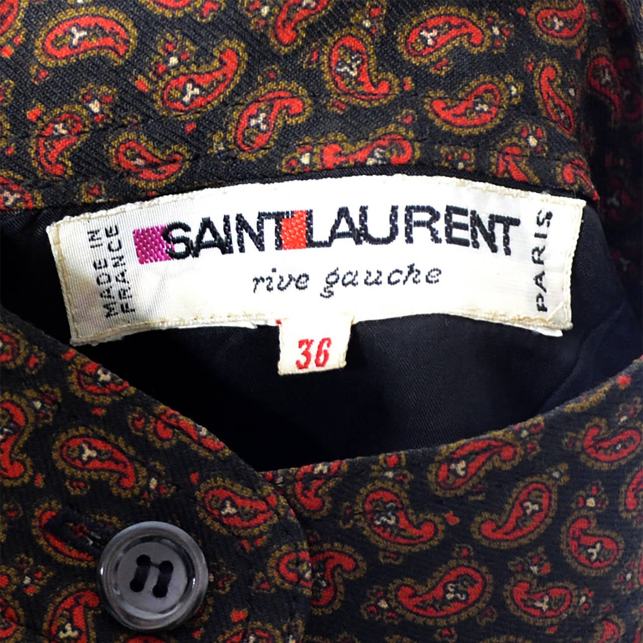 1970s Vintage Dress YSL Peasant Baby Doll Paisley Yves Saint Laurent Rive Gauche In Excellent Condition In Portland, OR