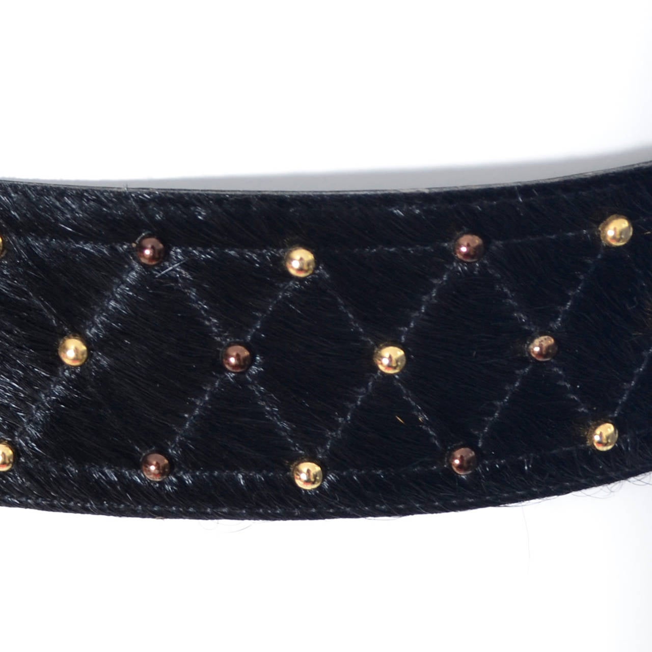 YSL Vintage Belt Yves Saint Laurent Studded Fur Ladies Belt Medium For