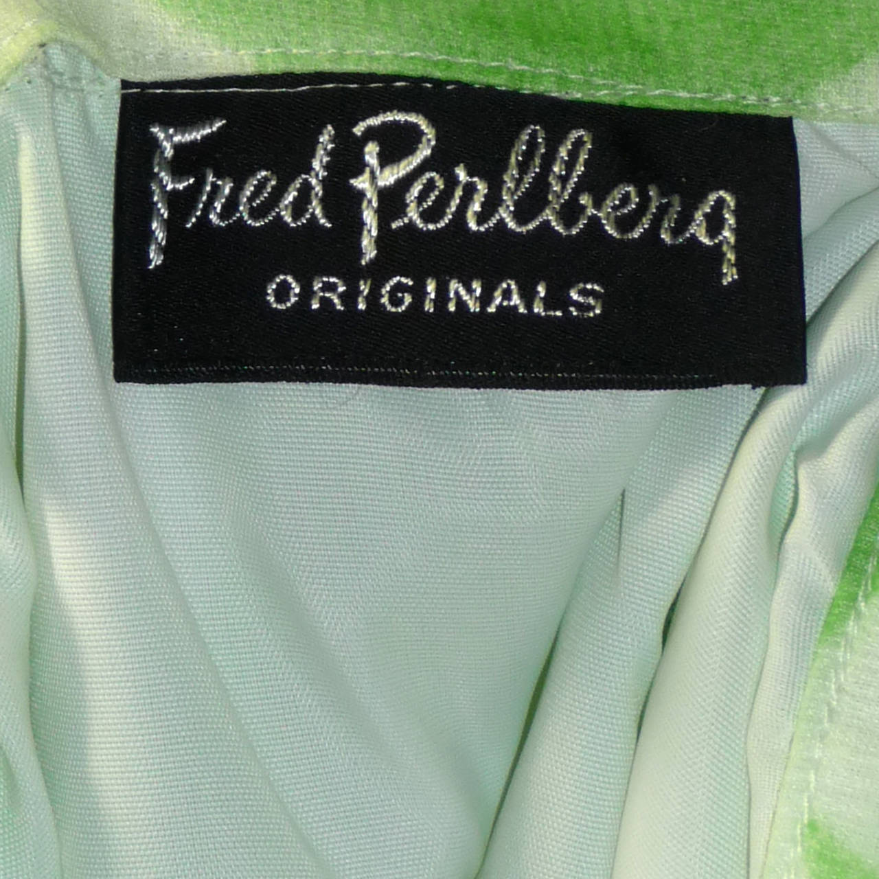 Fred Perlberg Vintage Palazzo Pants & Blouse Outfit in Green Silk Chiffon  In Excellent Condition In Portland, OR