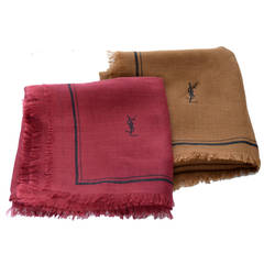 New Yves Saint Laurent 2 Vintage YSL Cashmere Silk Scarves France