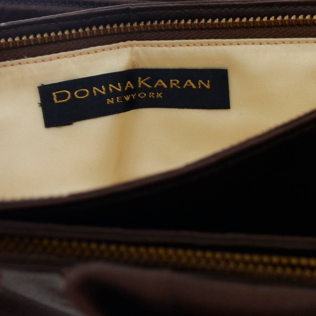 Donna Karan New York Vintage Brown Satin Evening Bag Handbag Bow In Excellent Condition In Portland, OR