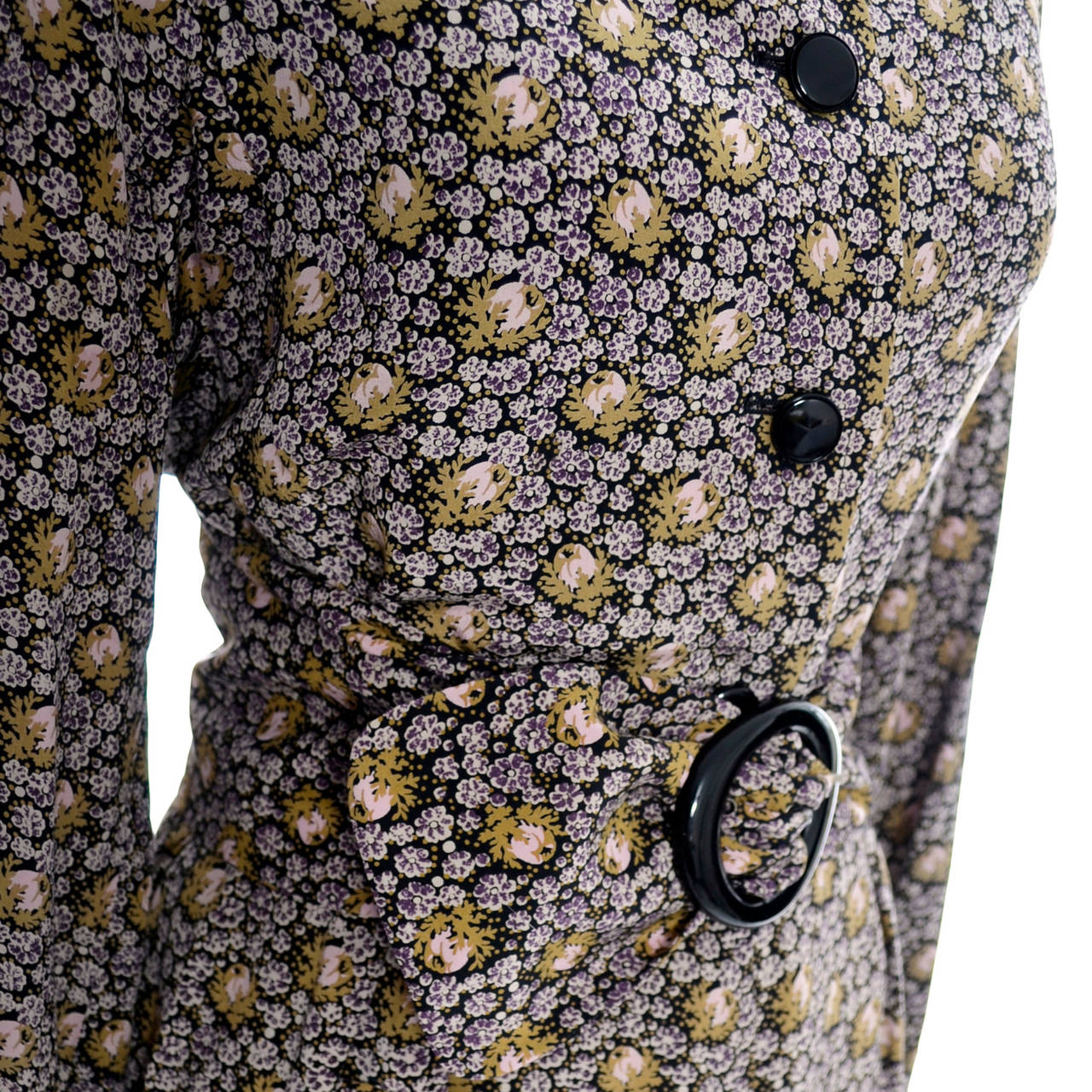 Emanuel Ungaro Parallele Paris Vintage Silk Dress 2pc Skirt Top Roses