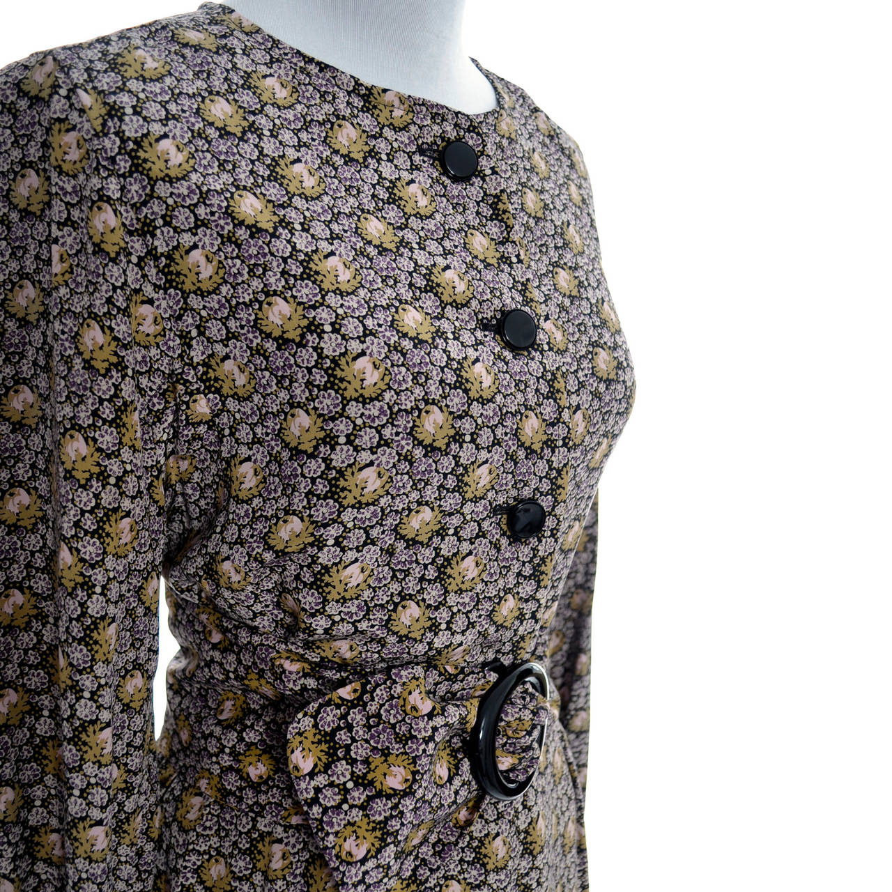 Emanuel Ungaro Parallele Paris Vintage Silk Dress 2pc Skirt Top Roses