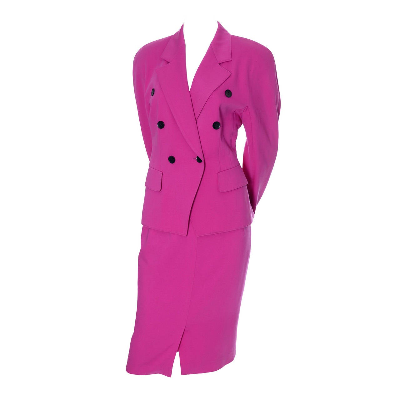 Escada Margaretha Ley Vintage Suit Pink Wool Skirt Blazer Bergdorf Goodman