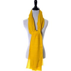 Kenzo Paris Signature Logo Vintage Scarf Mustard Yellow Wool 80" Long