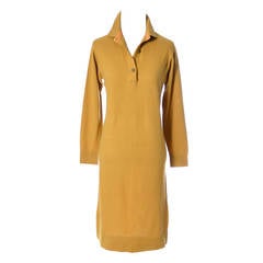 Bonnie Cashin Vintage Mustard Cashmere Sweater Dress Made In Scotland