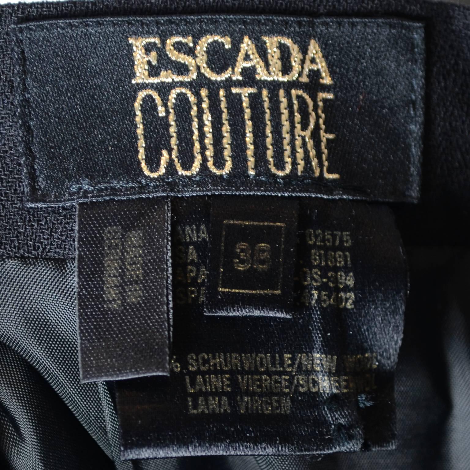 Women's Escada Couture Vintage Skirt Suit Wool Crepe Velvet Silk 38 Germany