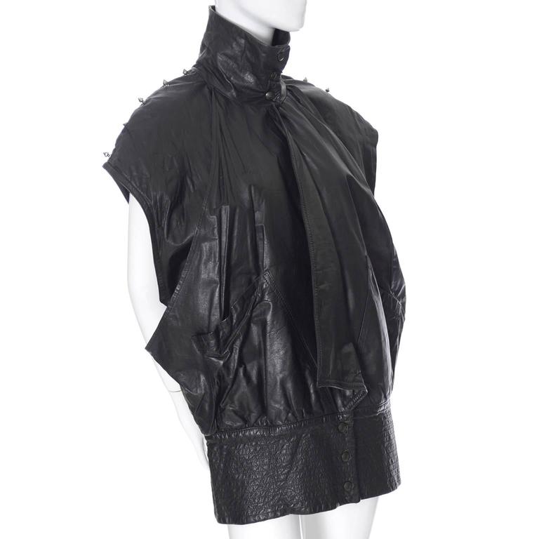 Gamma Los Angeles 1980s Sleeveless Vintage Studded Leather Coat ...