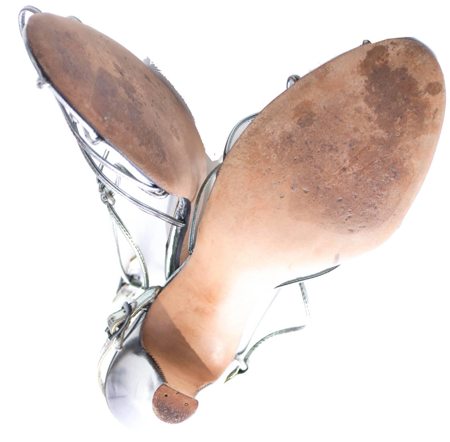 Seltene Delman De Luxe Metallic Vintage Schuhe Ransohoffs Strappy 1950s Größe 8 Heels Damen