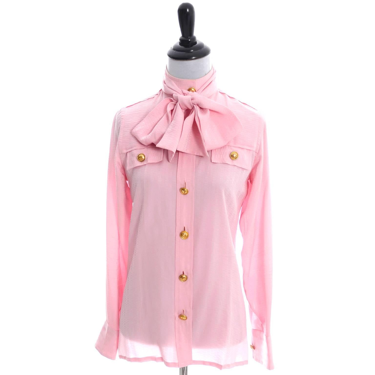 pink blouse with bow