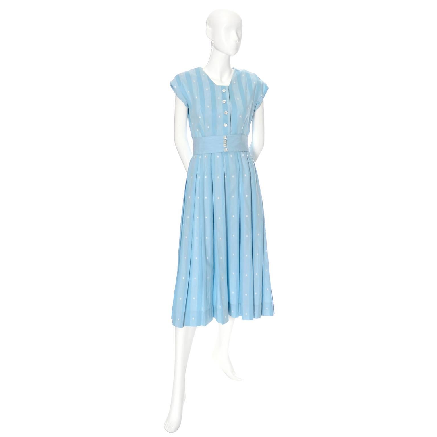 Blue 1950s Original Vintage Dress Worn By Jessica Chastain Tree of Life Movie Costume