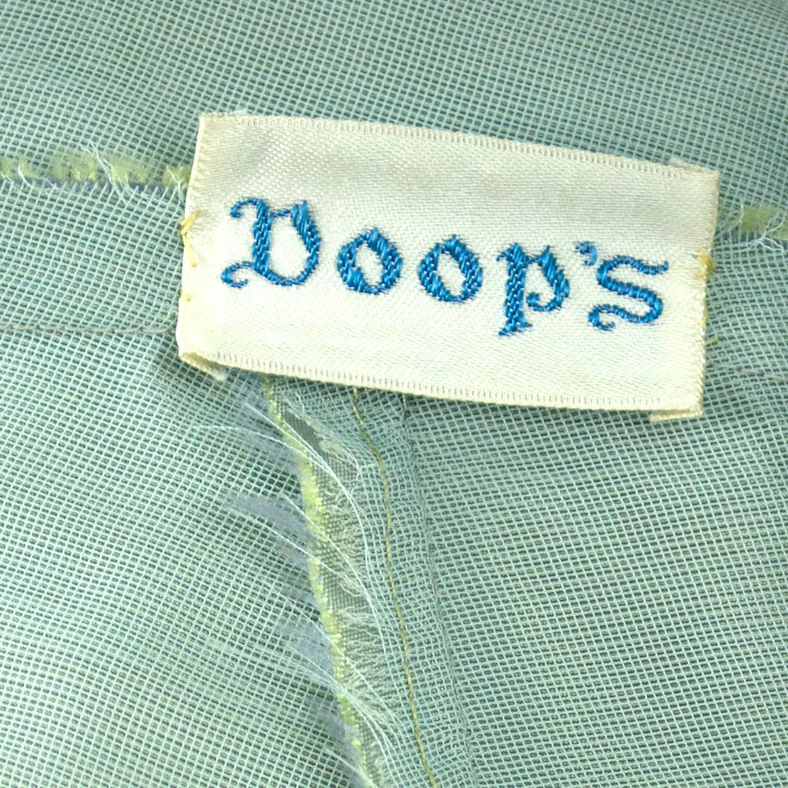 Gray Doops Vintage 1950s 2 Pc Party Dress Bolero Mink Trimmed Sage Green Satin