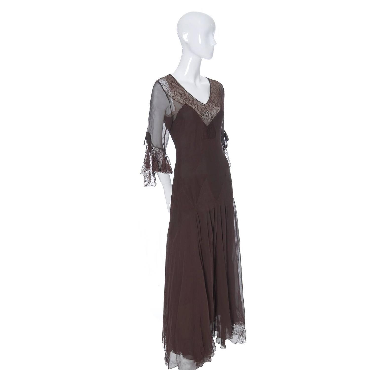 1920s Silk Lace Peignoir or Evening Piece
