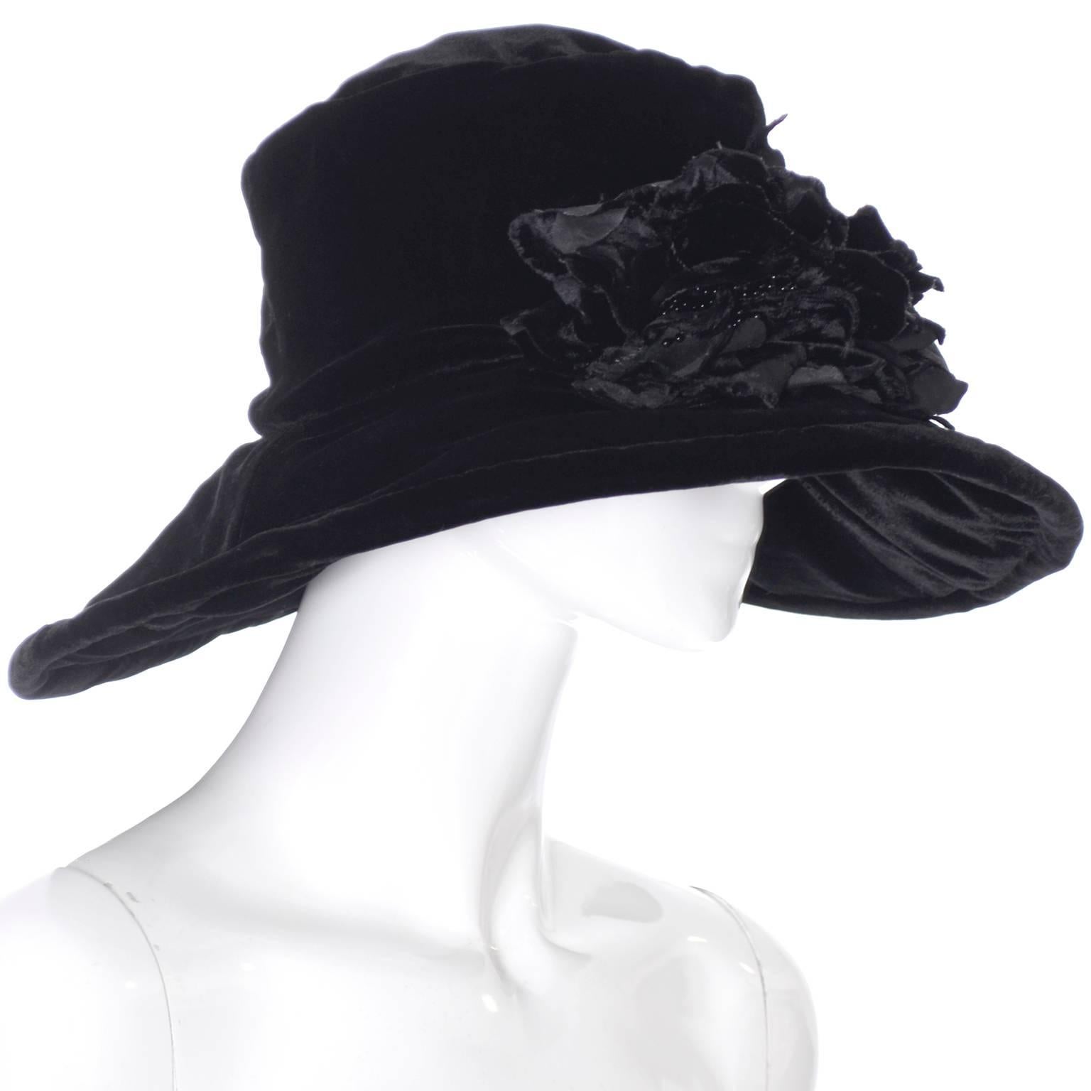 velvet black hat