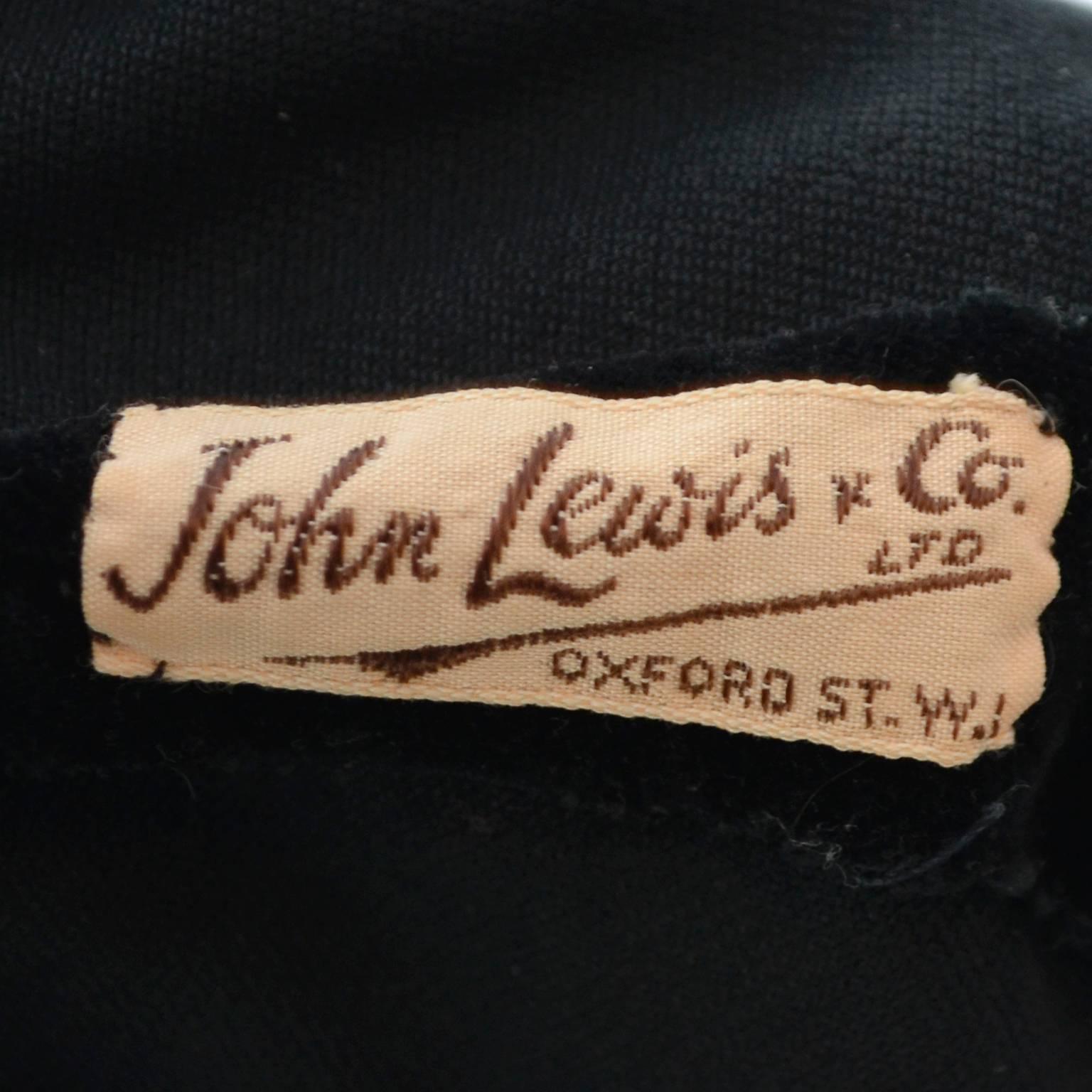 Women's Numbered 1940s John Lewis Vintage Dress Long Black Velvet Evening Gown Fur Trim