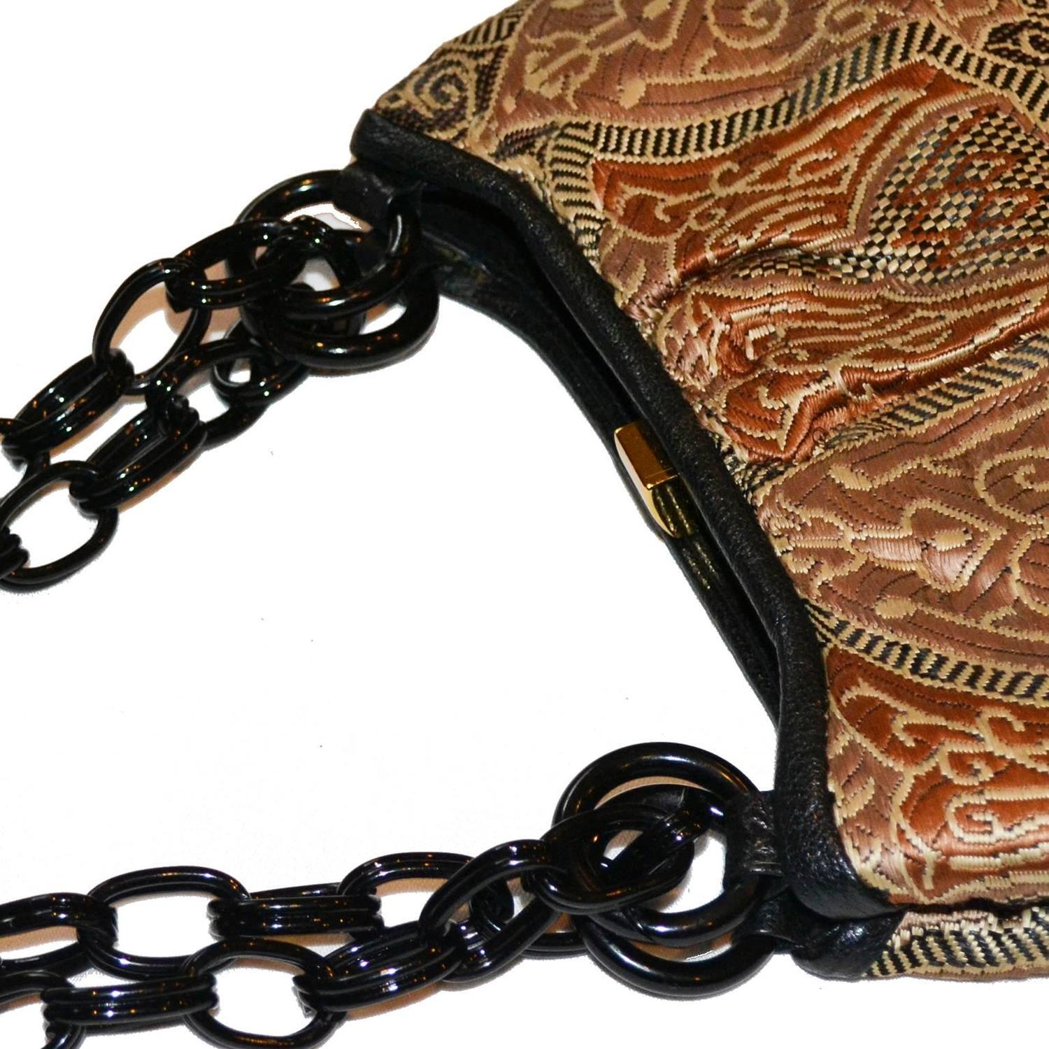 Koret Rare Vintage Handbag Chunky Black Chain Link Strap Unique Print For Sale at 1stdibs