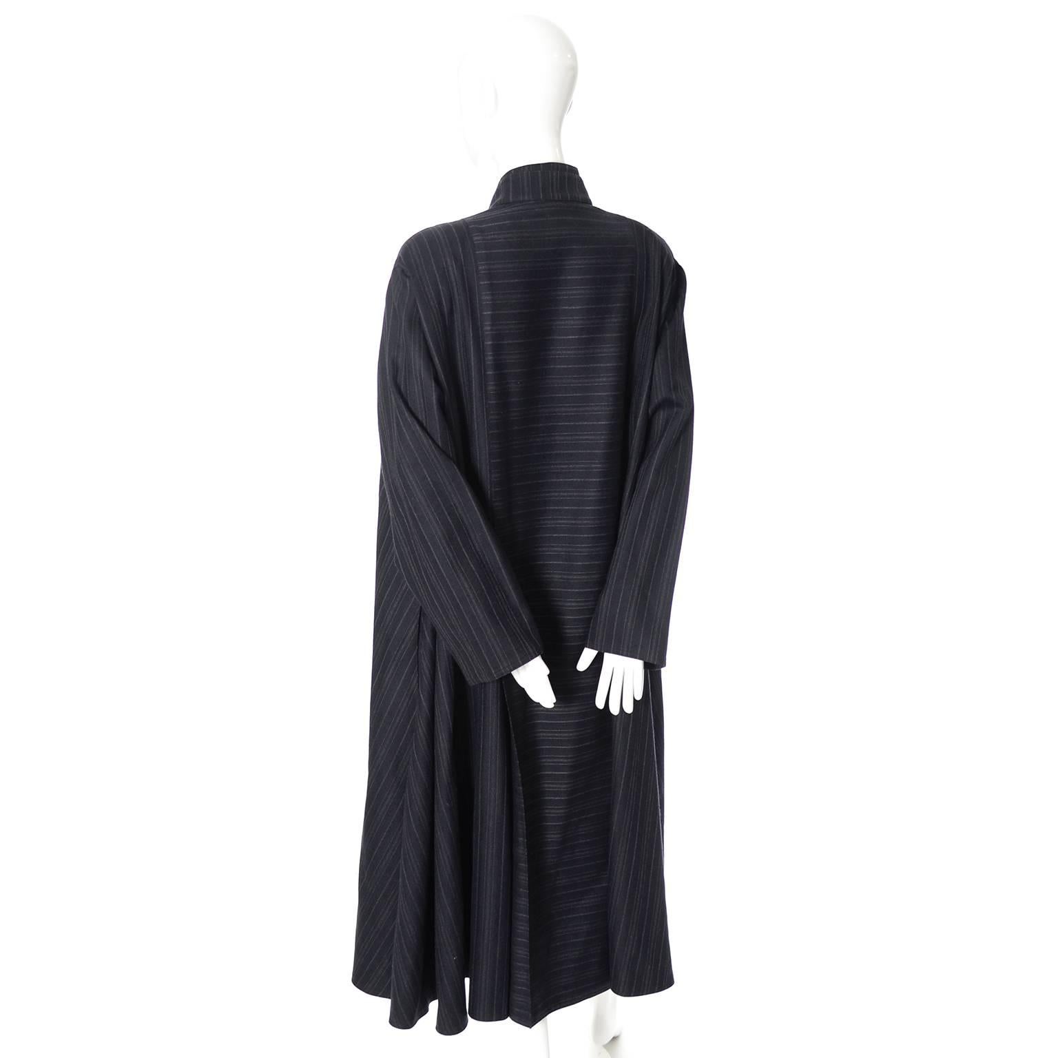 Black Harve Benard Pinstripe Wool Vintage Coat Modern Swing Japanese Inspired M/L